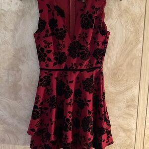 Red and black cocktail dress